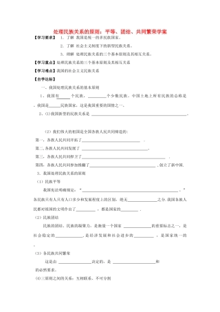 高中政治《处理民族关系的原则：平等、团结、共同繁荣》学案4 新人教版必修2