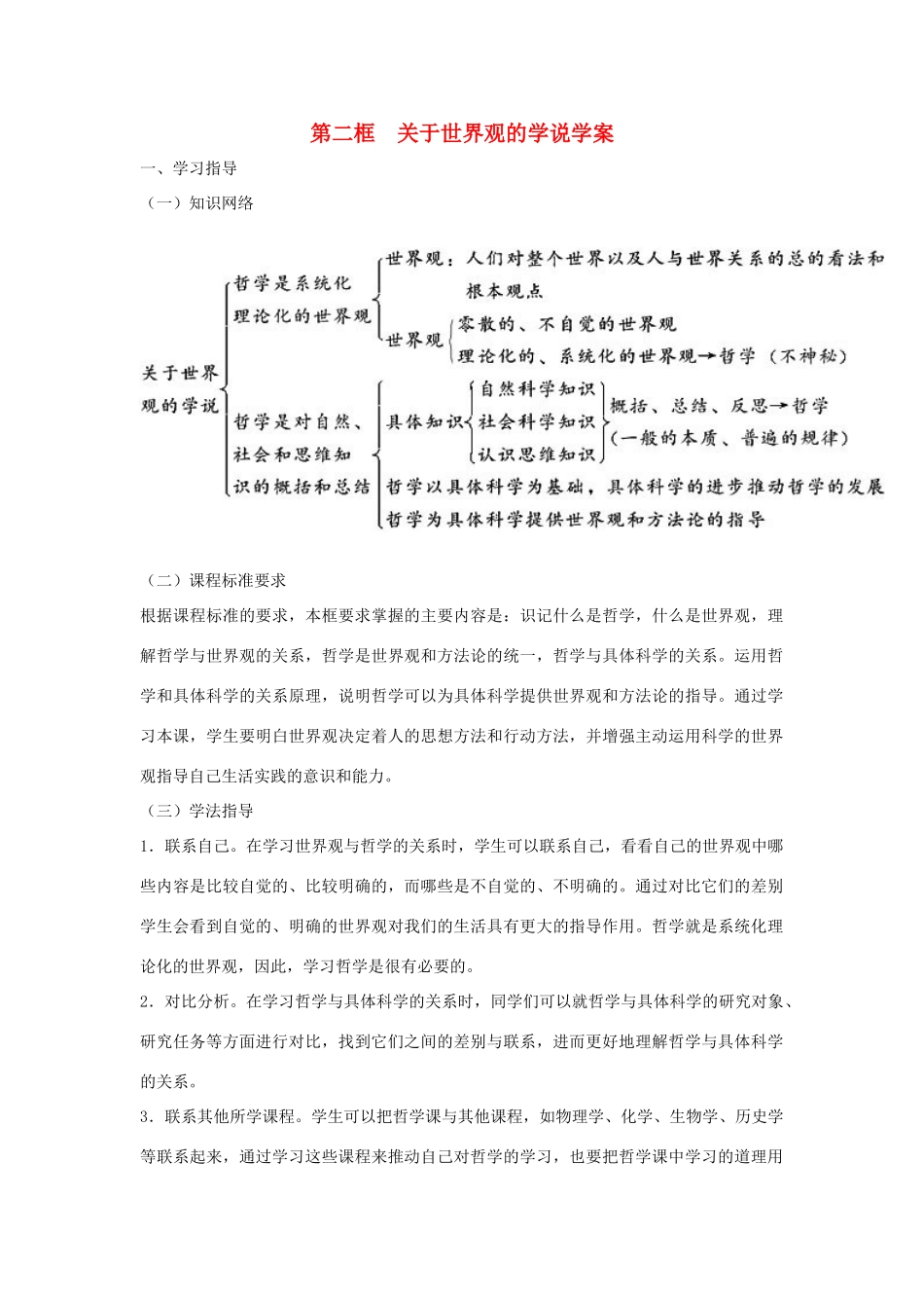 高中政治《关于世界观的学说》学案6 新人教版必修4_第1页