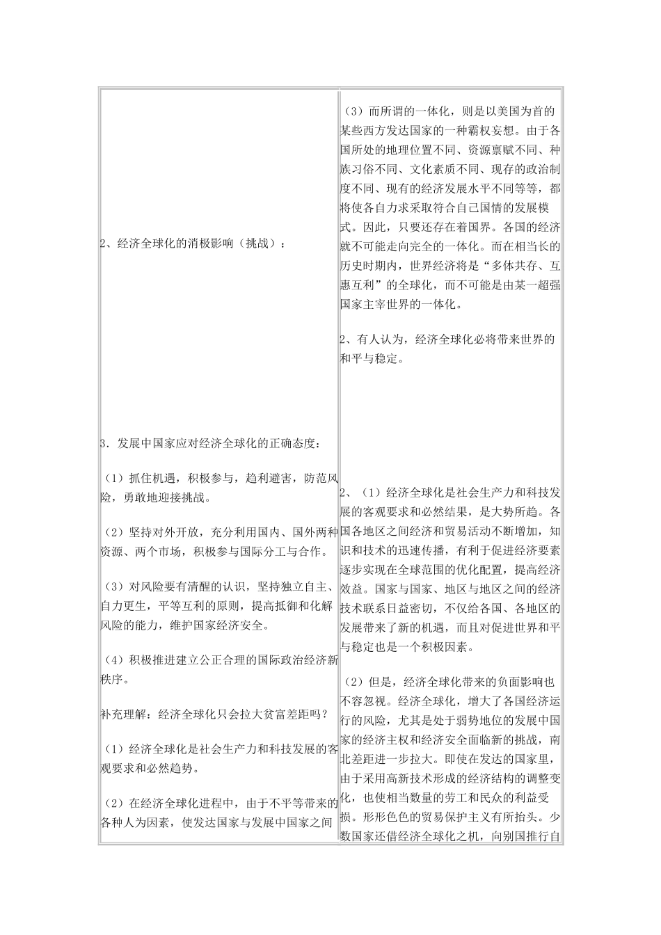 高中政治《面对经济全球化》学案3 新人教版必修1_第3页
