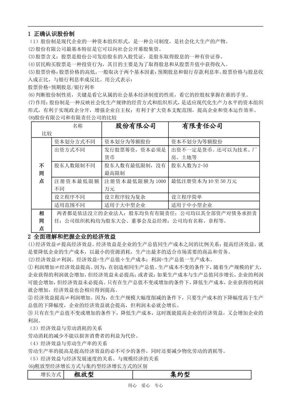 高中政治 经济常识 第三课企业和经营者复习学案 旧人教版_第3页
