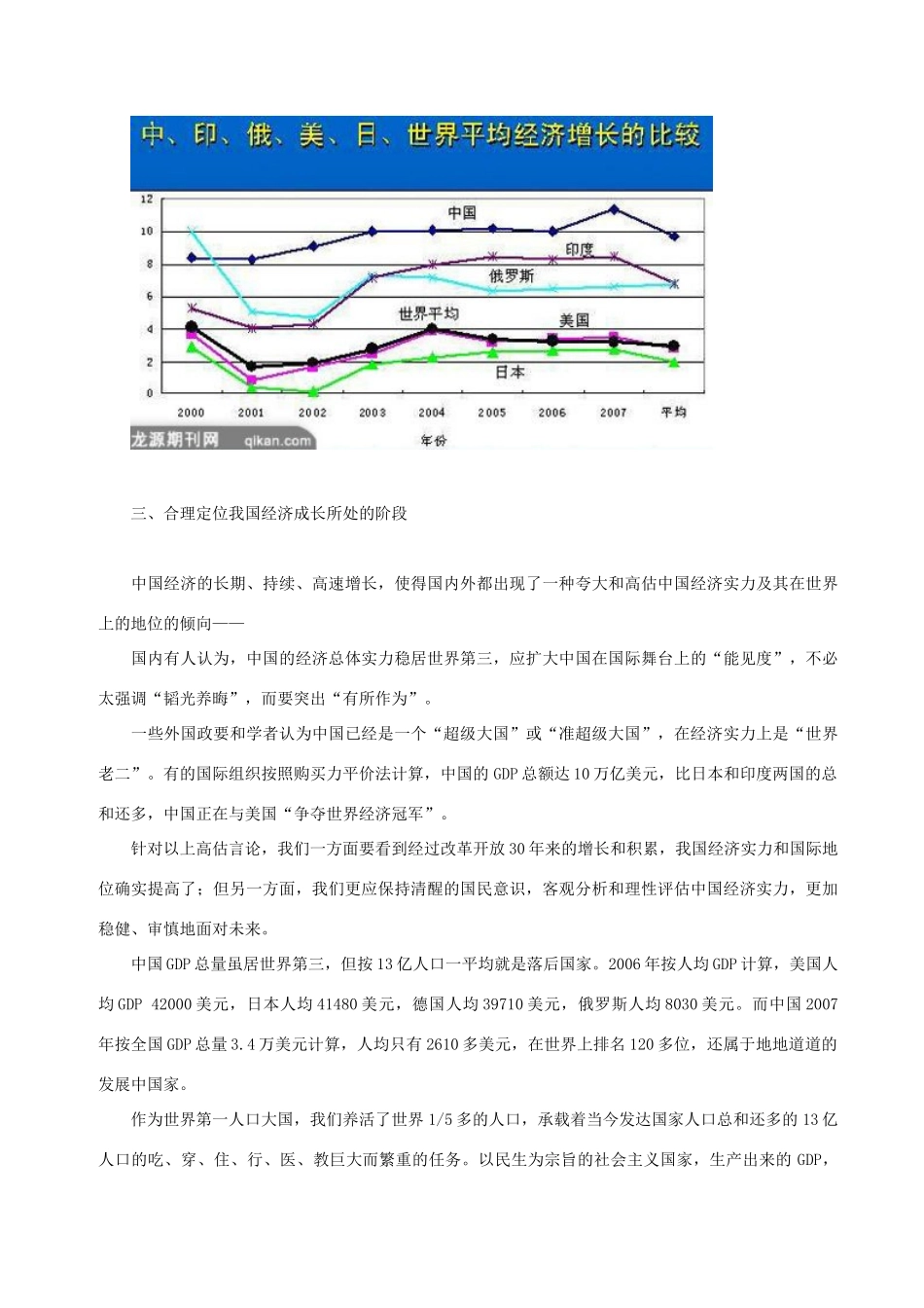高中政治 经济起飞理论与中国的理性崛起素材 人教版高一_第3页