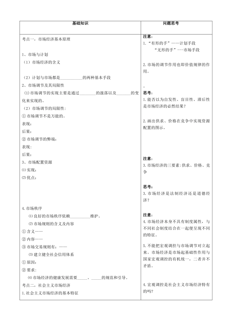 高中政治 经济生活第九课《走进生活主义市场经济》学案 新人教版必修1_第2页