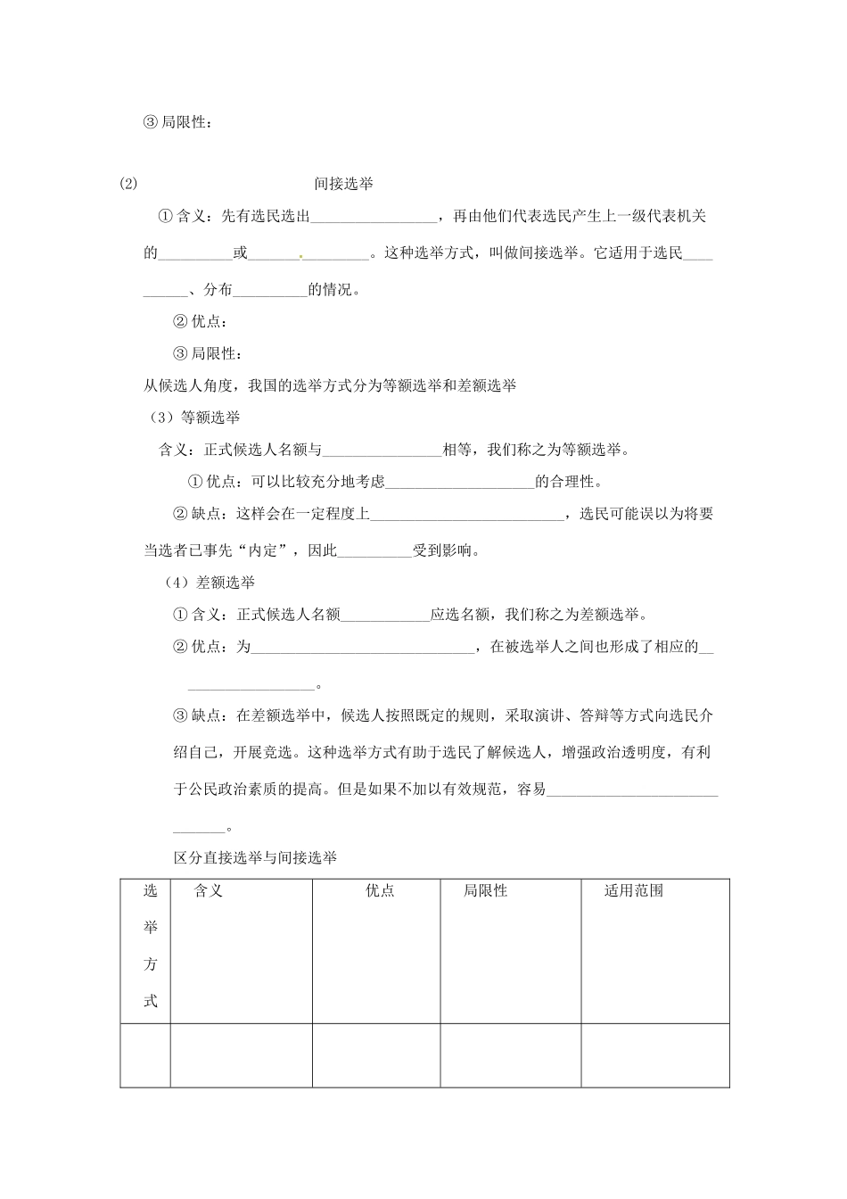 高中政治2.1 民主选举：投出理性的一票（学案）人教版必修2_第2页