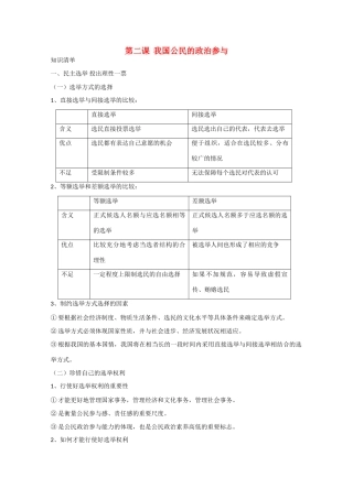 高中政治：1.2 我国公民的政治参与 学案 新人教版必修2