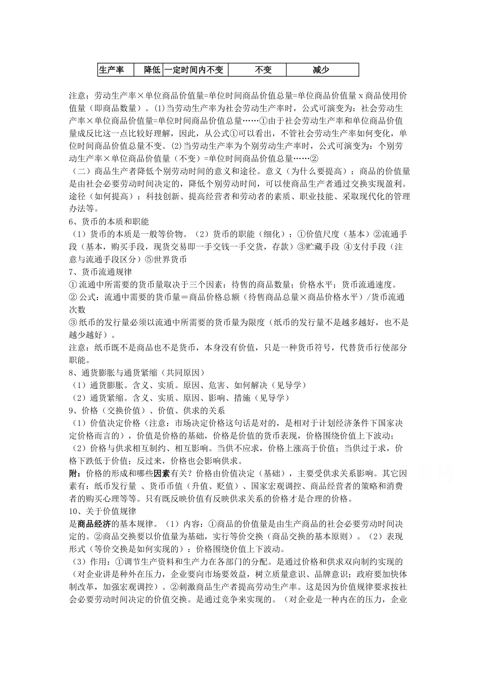 高中政治经济常识第一课复习提纲及易混易错点剖析（旧人教版必修1）_第2页