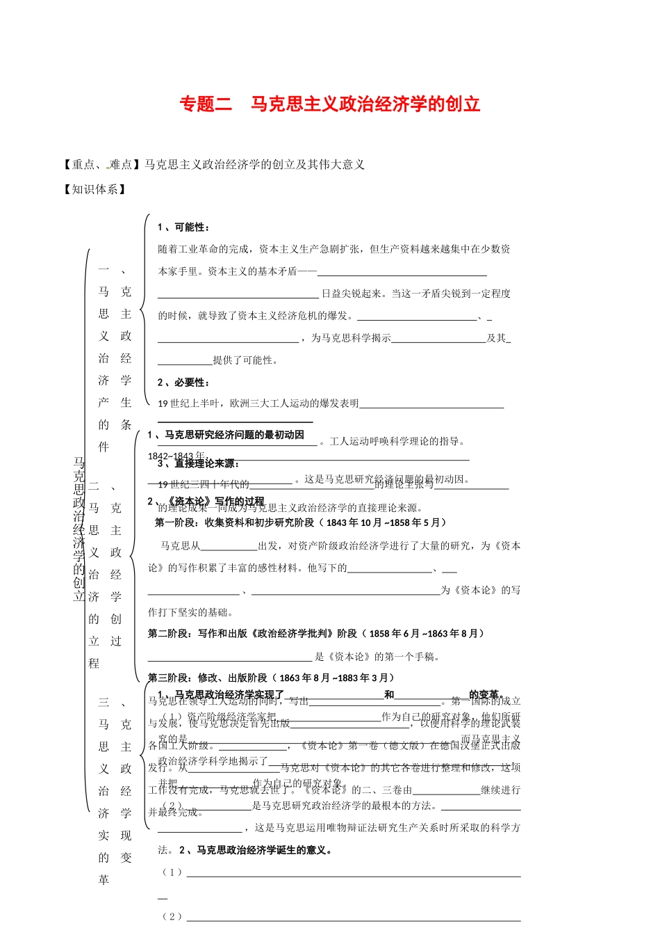 高中政治：21《马克思主义政治经济学的创立》学案新人教版选修2_第1页