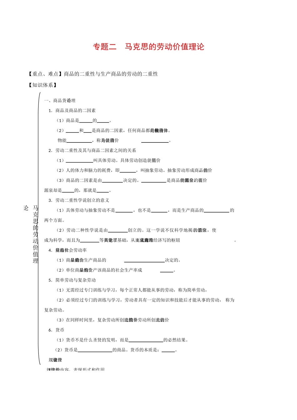 高中政治：22《马克思的劳动价值理论》学案新人教版选修2_第1页