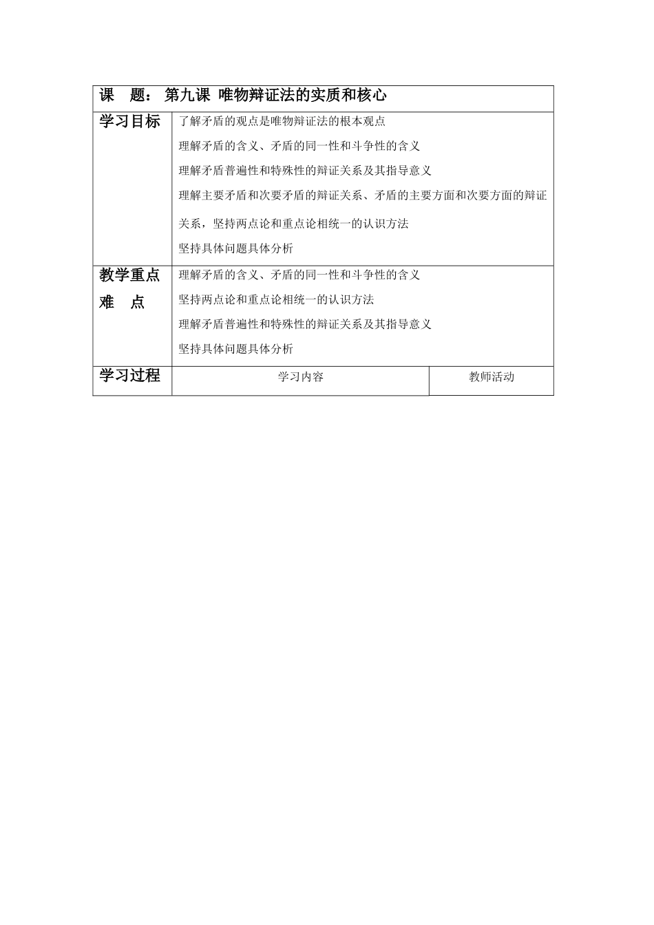 高中政治高考唯物辩证法的矛盾观教学案人教版_第1页