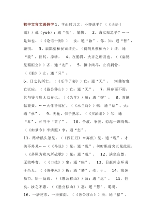 初中语文文言文全6册通假字+成语梳理