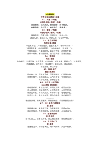 中考语文必背古诗文61篇总结