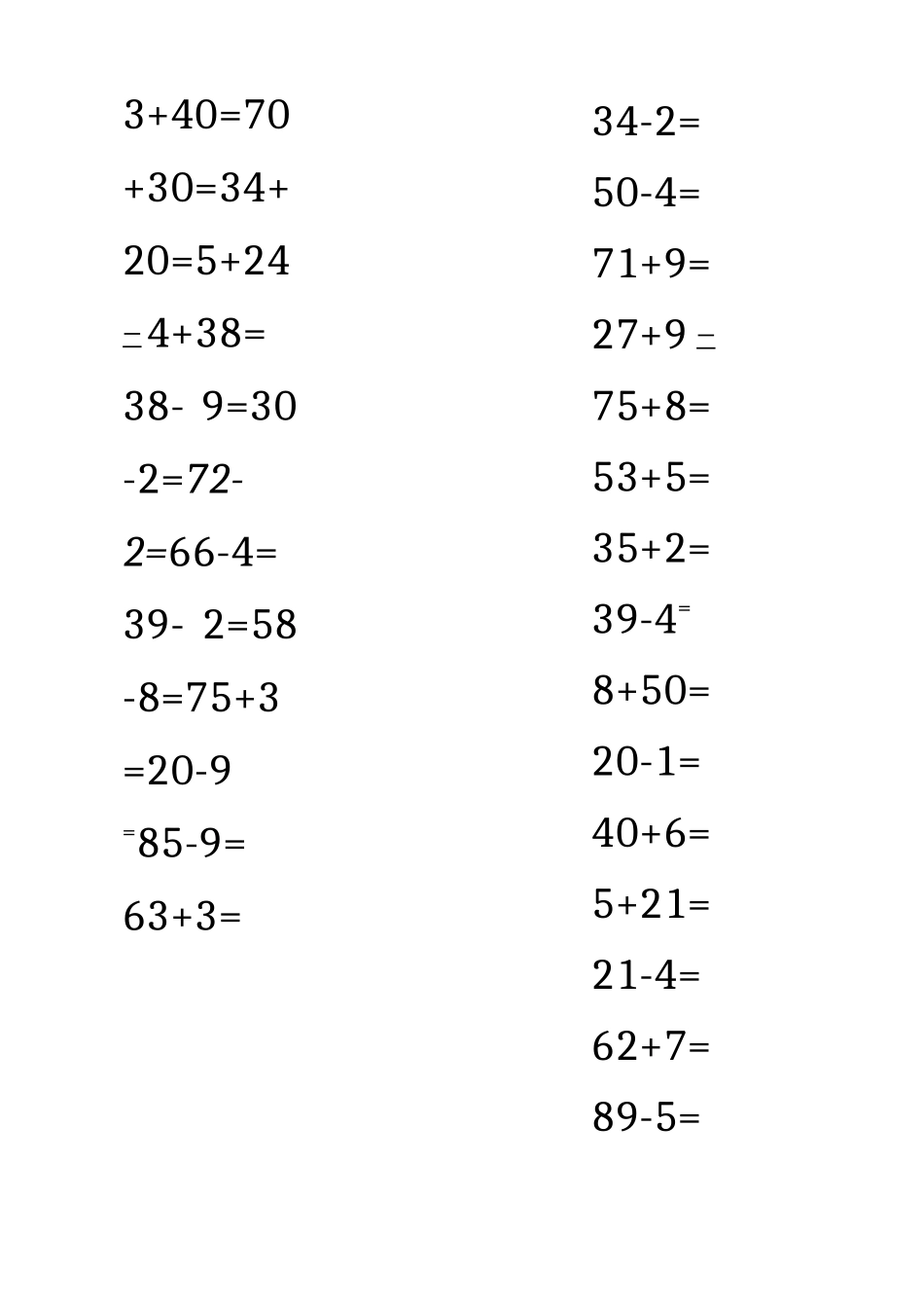 100以内双数与单数加减法口算练习 已编辑 适宜打印_第3页