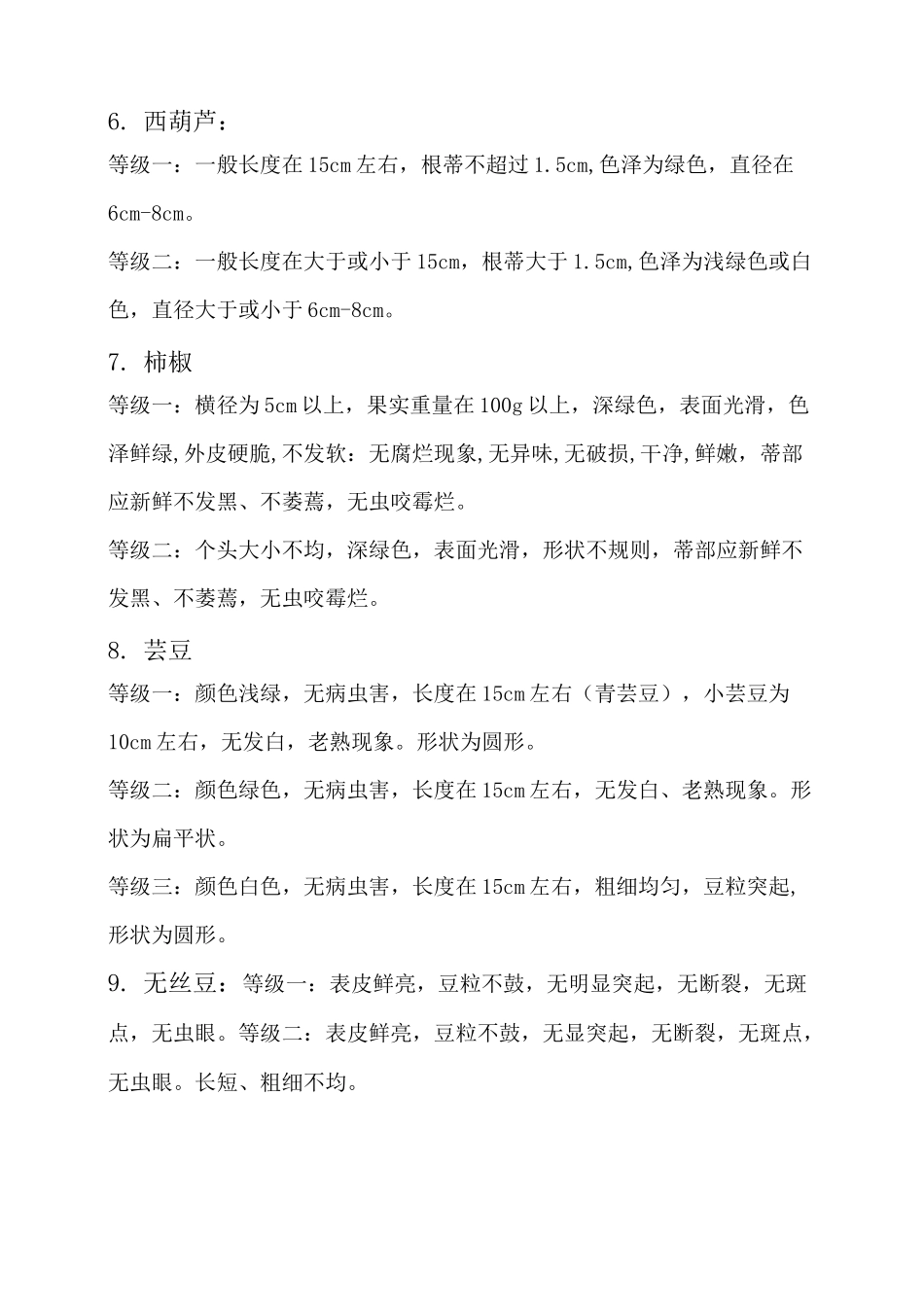 蔬菜等级标准_第3页