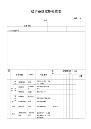 破碎机定期检查表