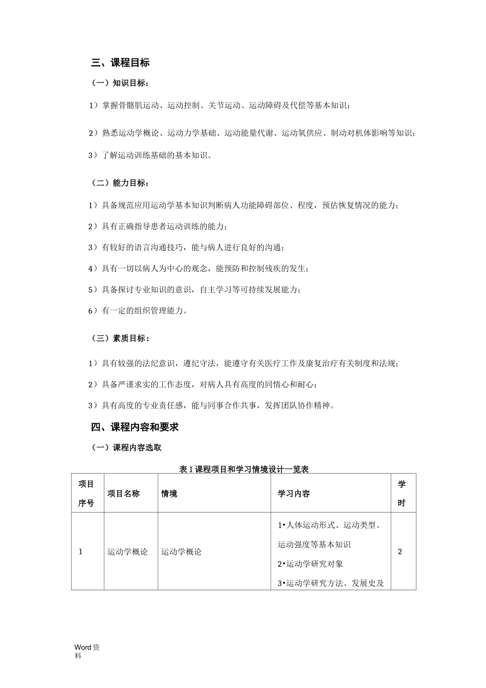 运动学基础课程标准_第2页