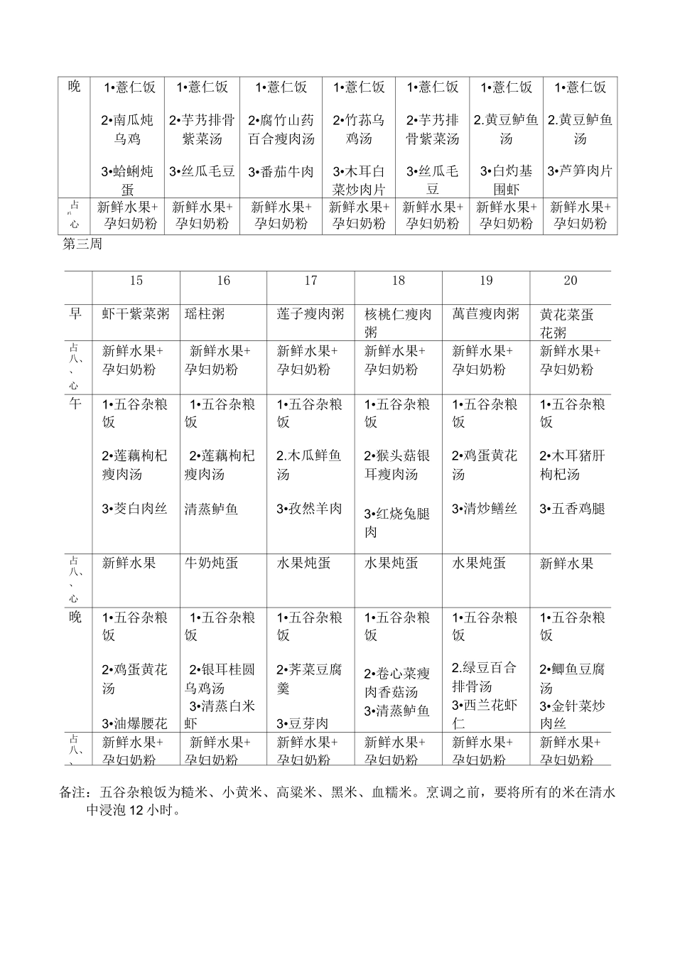 月子餐食谱表-带日期安排_第2页