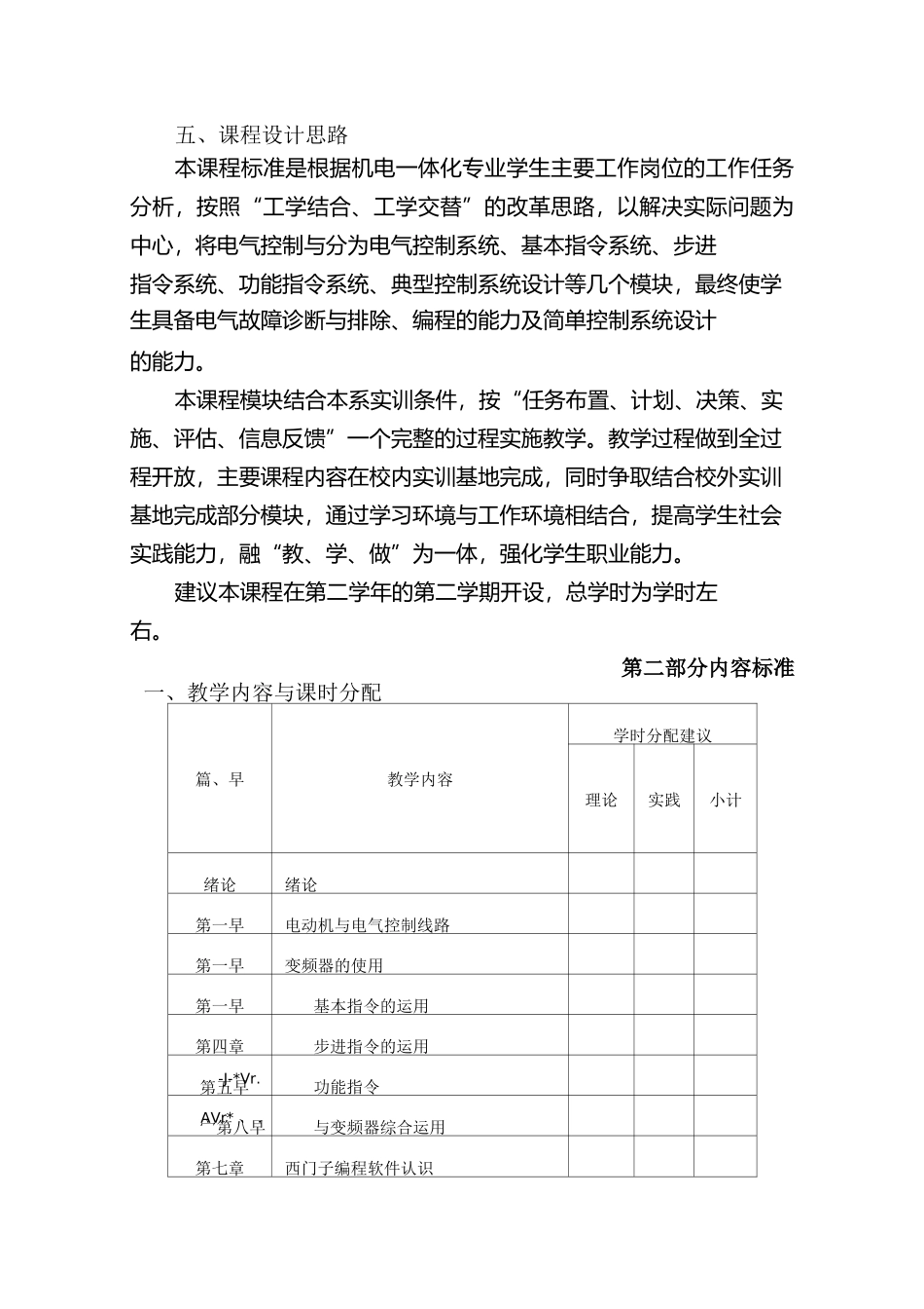 电气控制与PLC技术课程标准(机电144)_第3页