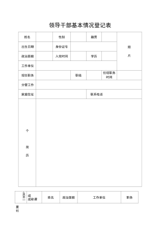 领导干部基本情况登记表
