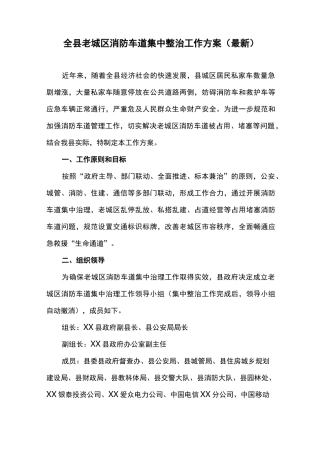 全县老城区消防车道集中整治工作方案