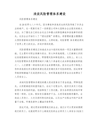 浅谈风险管理体系建设
