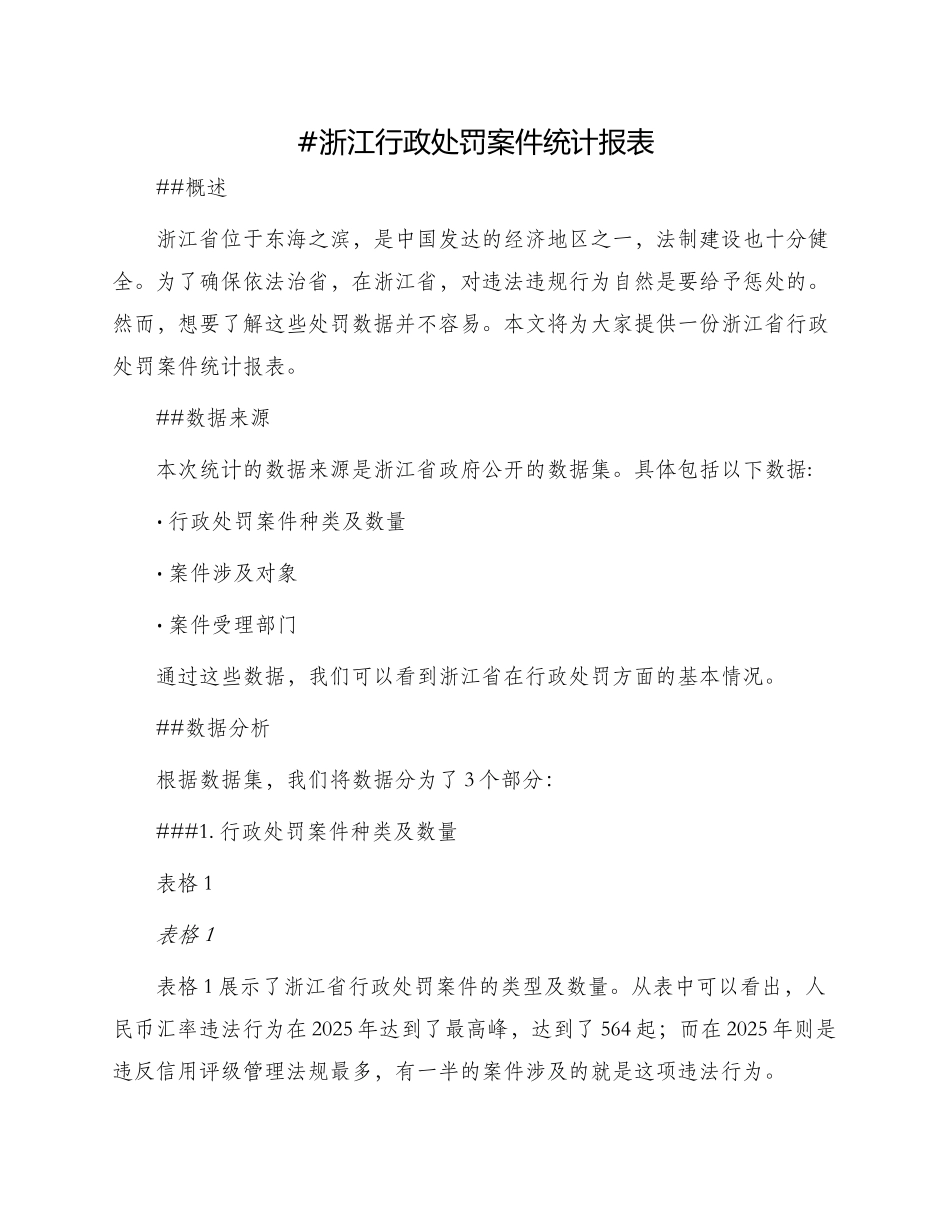 浙江行政处罚案件统计报表_第1页