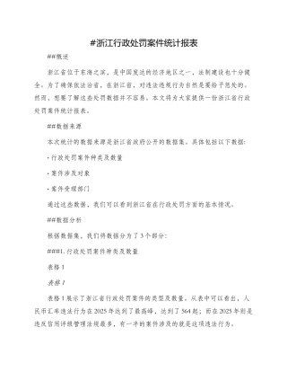 浙江行政处罚案件统计报表