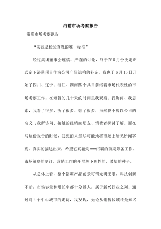 浴霸市场考察报告