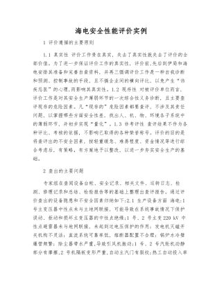海电安全性能评价实例