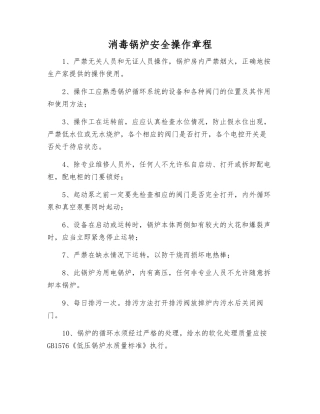 消毒锅炉安全操作规程