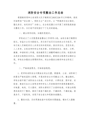 消防安全专项整治工作总结