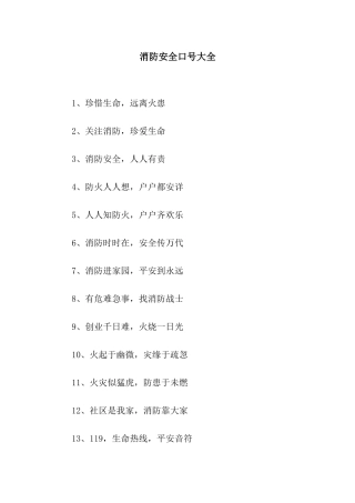 消防安全口号大全
