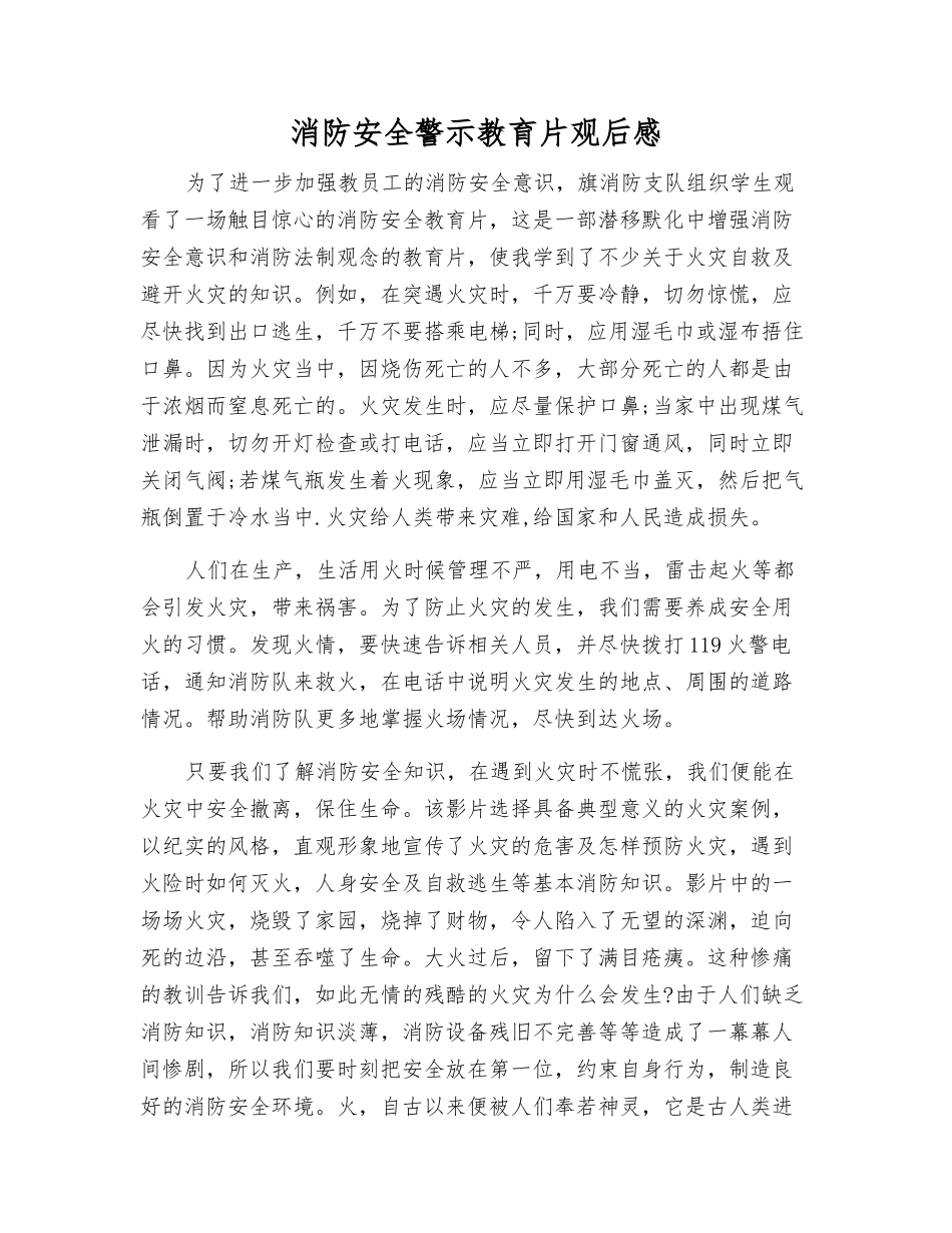 消防安全警示教育片观后感_第1页