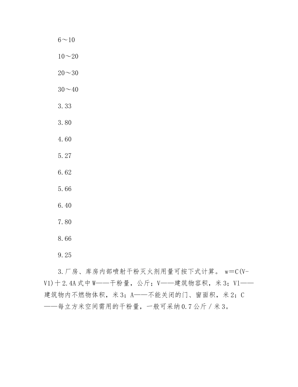 消防用水及灭火剂的用量-——--干粉灭火剂用量_第2页