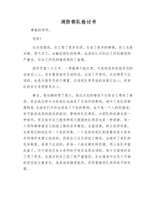 消防部队检讨书
