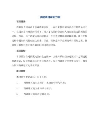 涉藏项目谋划方案