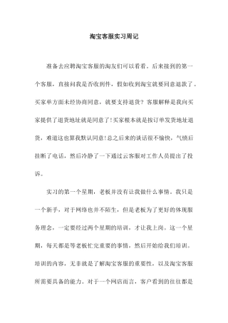 淘宝客服实习周记
