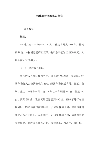 深入农村实践报告范文