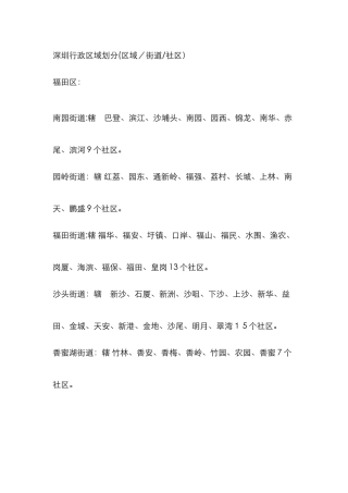 深圳各街道办