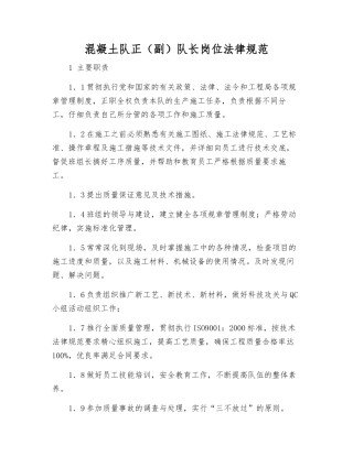 混凝土队正队长岗位规范