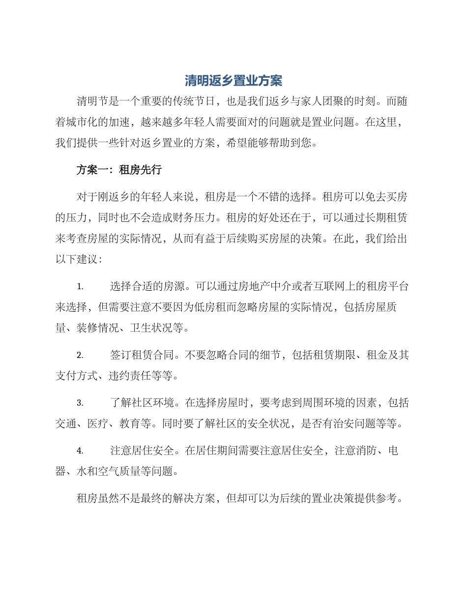 清明返乡置业方案_第1页