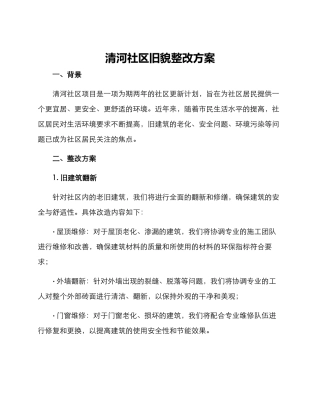 清河社区旧貌整改方案