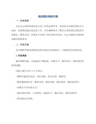 清洁团队调研方案