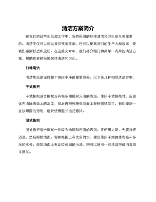 清洁方案简介