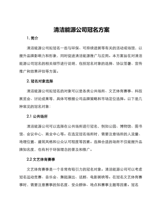 清洁能源公司冠名方案