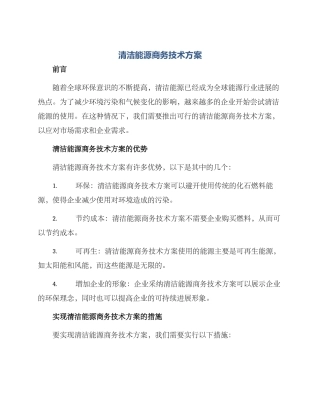 清洁能源商务技术方案