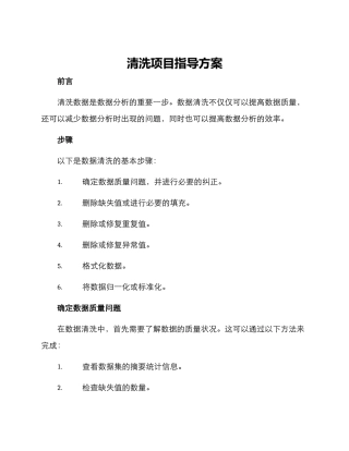 清洗项目指导方案