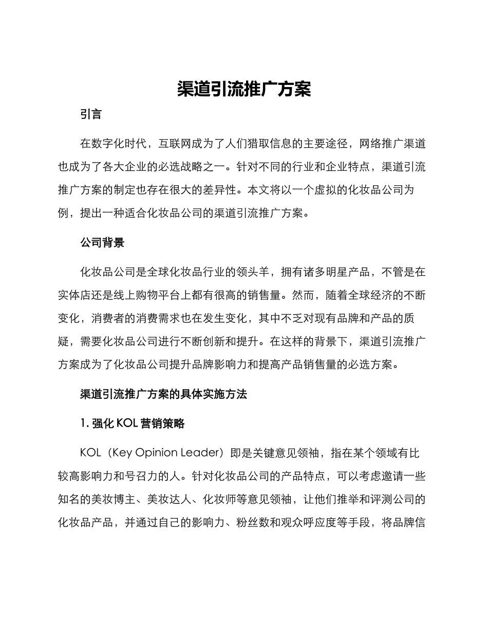 渠道引流推广方案_第1页
