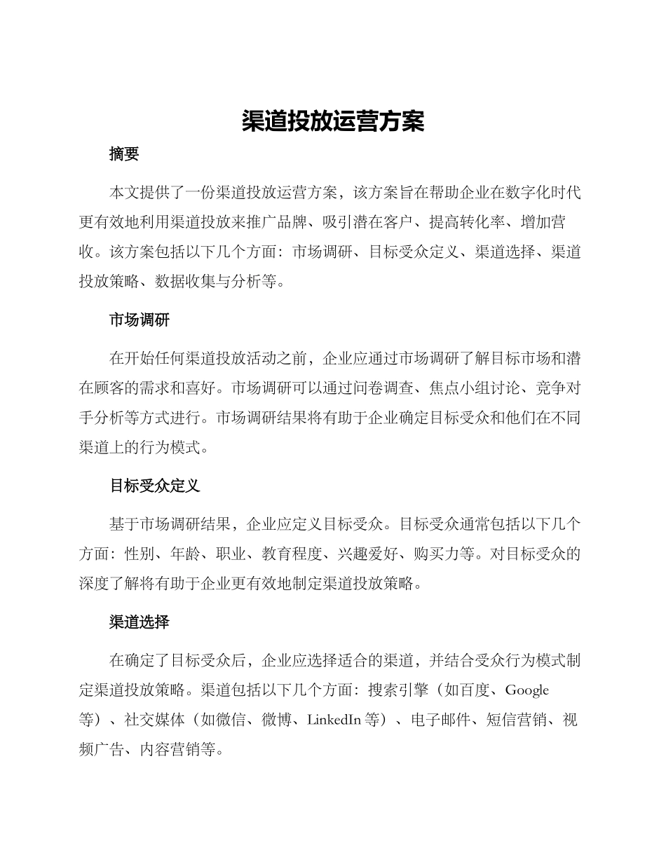 渠道投放运营方案_第1页