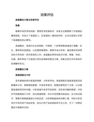 渠道整改方案及