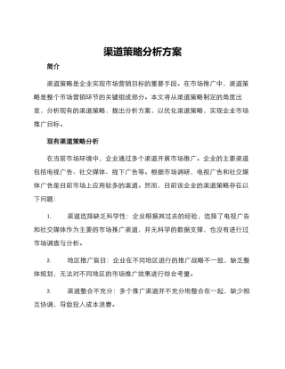 渠道策略分析方案