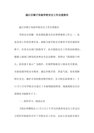 温江区镇子实验学校安全工作自查报告